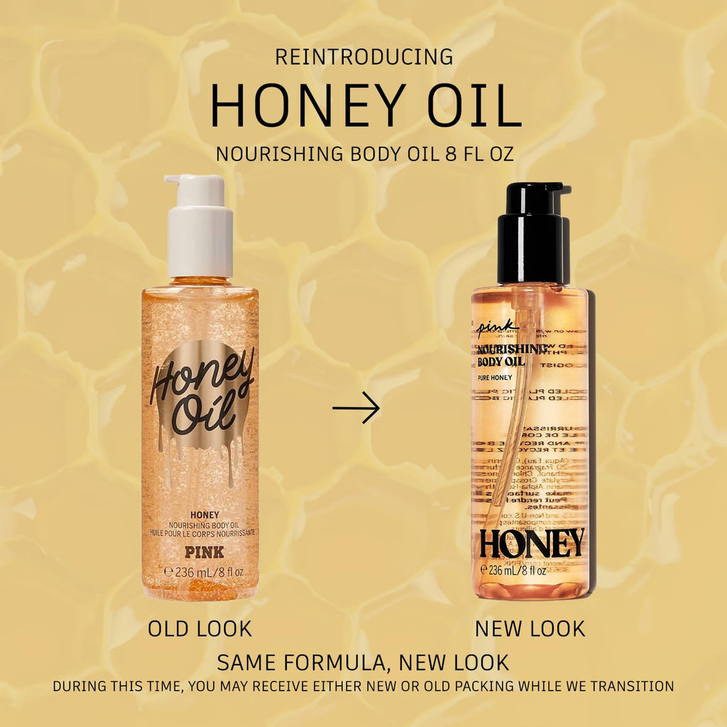 Victoria's Secret Pink Honey Body Oil - Soothing Hydration | 8 oz. Natural Moisturizer