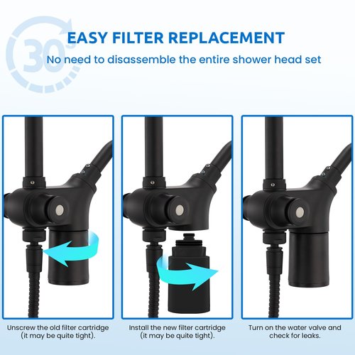 Ryamen Shower Head Filters Replacement ONLY for Dual 10" Filtered Shower Head Combo, Effective Chlorine Removal Rate≥90%, 2-Pack (Black)