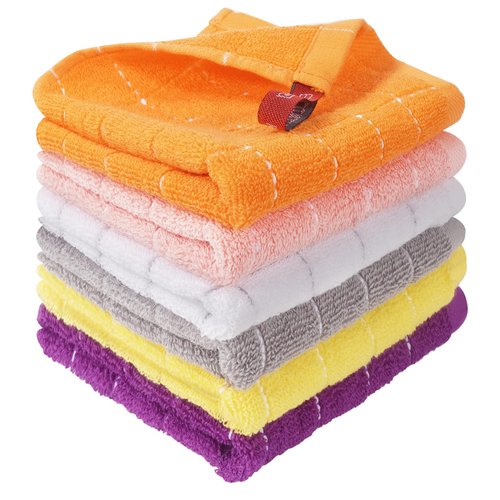 INFICRIME 6 Pack 100% Cotton Wash Cloth, 12x12 Inch Highly Absorbent and Soft Feel Fingertip Towels, Machine Washable Washcloths for Bathroom, Gym, Hotel, Spa and Kitchen, 6 Colours