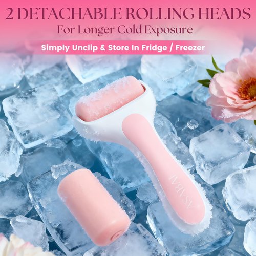 Ice Roller for Face, Premium Facial Ice Roller and 2X Rollers for Long Lasting Cold - Eye Roller for Puffy Eyes & Cold Massage for Migraines (Pink)