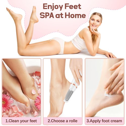 Electric Foot Callus Remover, ZABOUL Electric Foot File Callus Remover Rechargeable Portable Pedicure Tool Kit, Smooth Pedicure Wand for Feet Care, Removes Dry Hard & Dead Skin Ideal Gift (White)