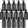CroBlissful 16 Pcs Empty Plastic Pump Bottles 8oz Refillable Lotion Pump Bottle Containers with Dispenser for Shampoo, Conditioner, Face Cream, Massage Oil, Liquid Soap (Black)