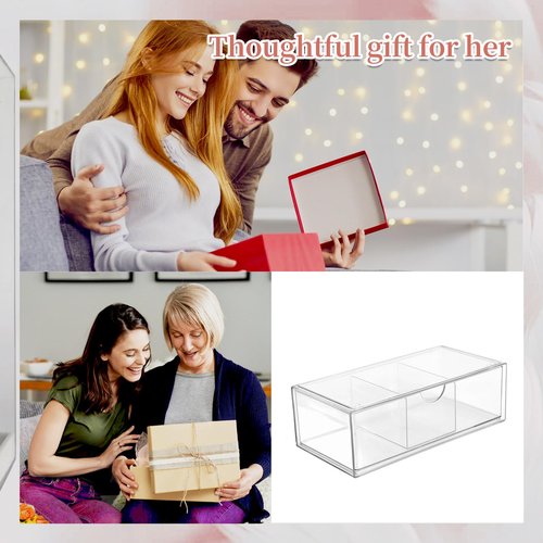 PINGANBUSU Hair Accessories Organizer for Girls, Clear Acrylic Hair Tie Organizer, or Headband, bows，Cute Small Stackable Storage Drawer Container Caddy Box for Bathroom Vanity Countertop