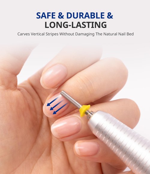 AIRSEE Safety Tungsten Carbide Acrylic Nail Drill Bit Electric Nail Drill File Head Tip for Dead Skin Cleaning Nail Bed File Cuticle Nail Prepare 3/32" 2 Way Needle Nail Buffer Bit XF