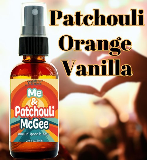 Frankie & Myrrh Aromatherapy Spray - Patchouli Orange Vanilla (2 Fl Oz) + Bonus Sticker Pack & Gift