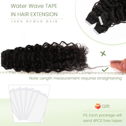 Munx Tape in Hair Extensions Human Hair Natural Black 18 Inch