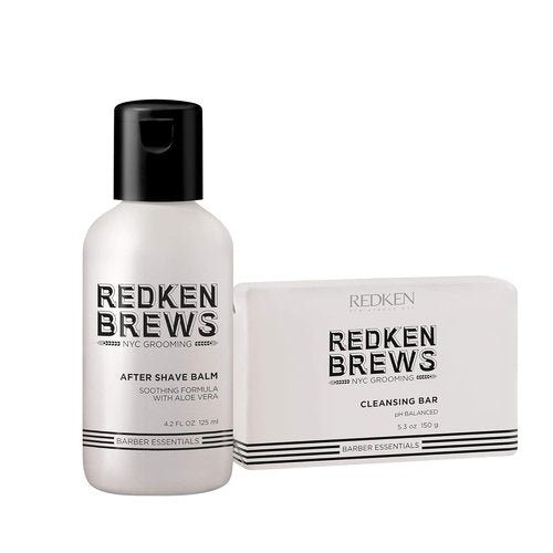 Redken Brews Men's Cleanse Bar & After Shave Balm Bundle - Refreshing Grooming Essentials