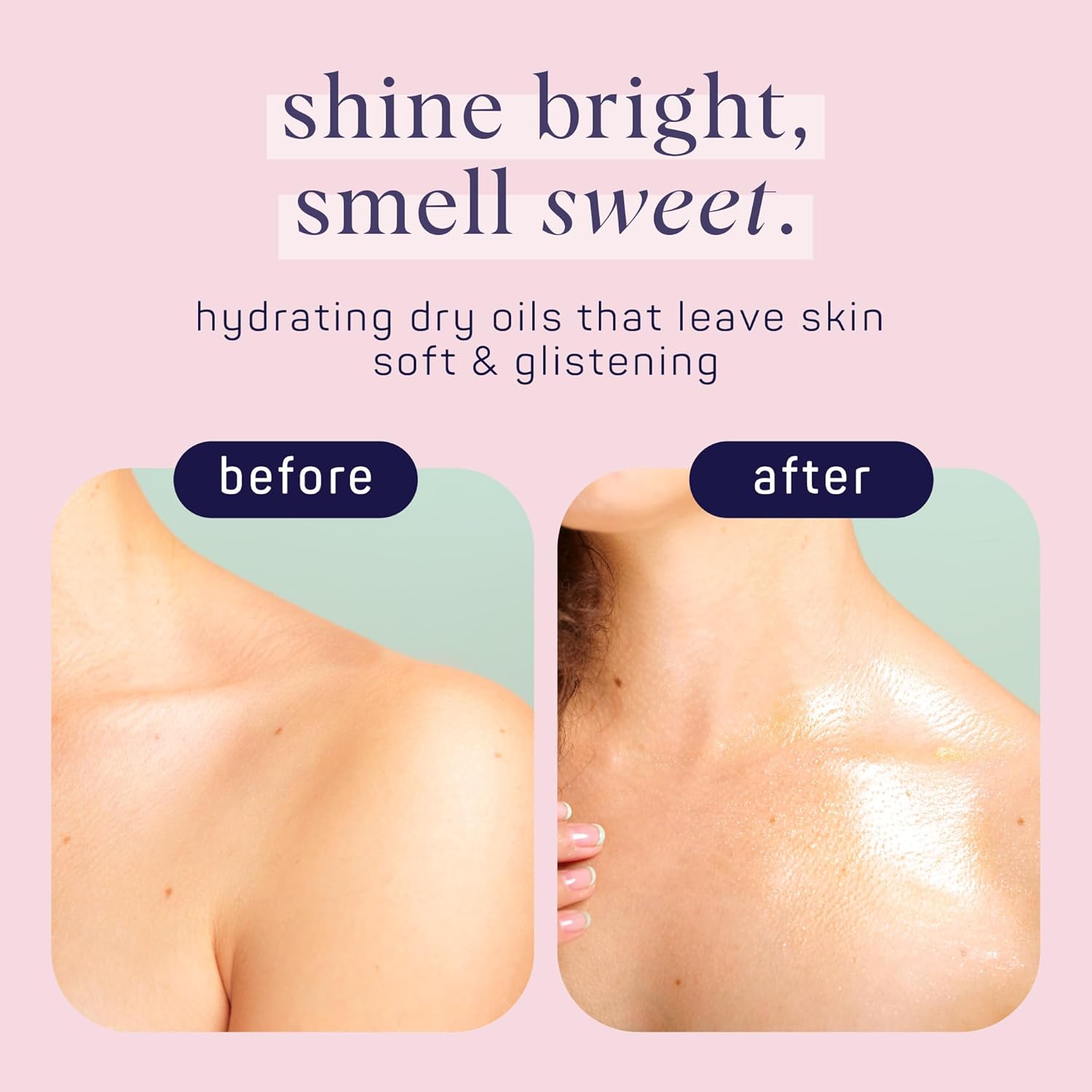 SpaLife Beauty Shimmer Oil Bundle - Radiate & Glow Dry Oil Duo with Mango & Peony Scents - Hydrating Moisture