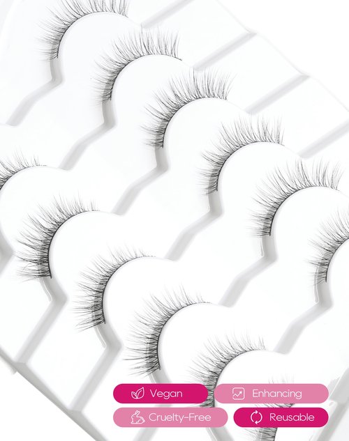 Short Lashes Natural Look Wispy False Eyelashes C Curl Fake Lashes Volume Mink Lashes 10mm Eye Lashes Pack Cute False Lashes 32-4EVA