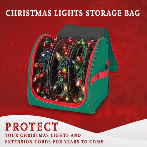 Premium Christmas Light Storage Bag - Heavy-Duty 600D Tear-Proof Material | Stores Up to 375 Ft of Mini Lights - Green