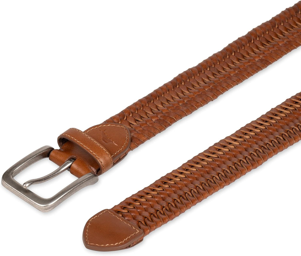 Tommy Bahama Men's Braided Leather Belt - Fully Adjustable Comfort Design for Everyday Wear