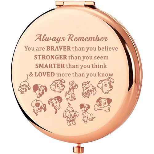 KEYCHIN 101 Dalmatians Pocket Mirror Pongo and Perdita Fans Gifts You are Braver Stronger Smarter Than You Think Dalmatians Compact Makeup Mirror (Dogs-RG)