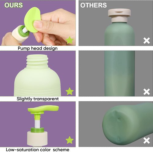 ASEVAT Plastic Pump Bottle13.5 oz Empty Shampoo Pump Bottles Dispenser 3 Pack Portable Hand Soap Dispenser Leak Proof Empty Travel Shampoo Bottle Shampoo and Conditioner Dispenser