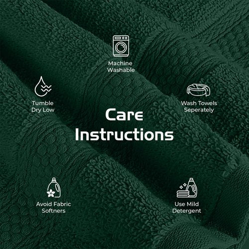 RIVERSIDE 12 Pack Premium 100% Cotton Face Wash Cloths, 12 x 12 Inches, Soft & Absorbent Face Towels for Bathroom Wash Clothes, 550 GSM, Luxury WashCloths for Showering, Body, Spa & Gym, Hunter Green