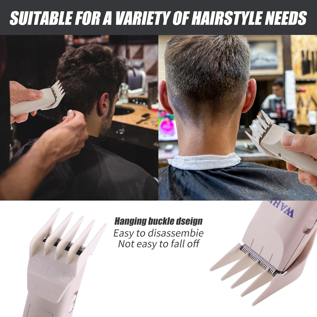 Wahl Peanut Clipper Guards Set - Professional Replacement Guides | 1/8" to 1/2", 4-Piece, White