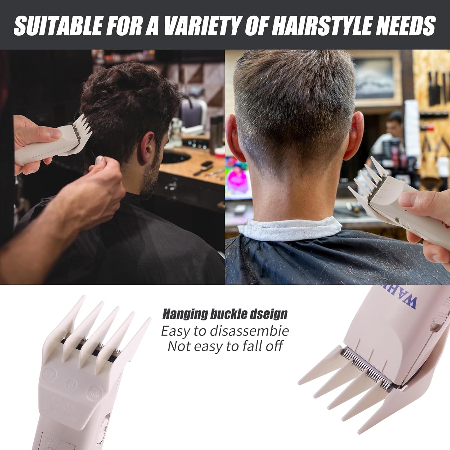 Wahl Peanut Clipper Guards Set - Professional Replacement Guides | 1/8" to 1/2", 4-Piece, White