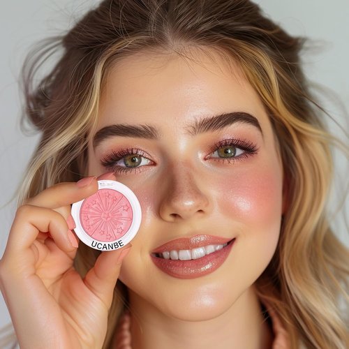 UCANBE Baked Blush Palette - Seamless Silky Blendable Powder for Natural Glow, 02 Coral