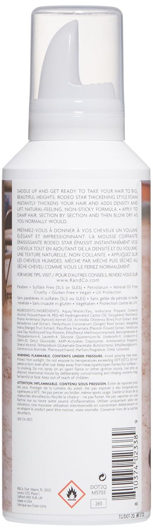 R+Co RODEO STAR Thickening Style Foam - Volumizing & Texturizing Hair Foam for All Hair Types