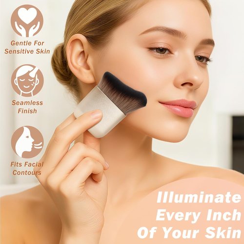 Kabuki Self Tanner Brush - Flawless Full Body & Face Makeup Applicator for Tanning & Bronzing
