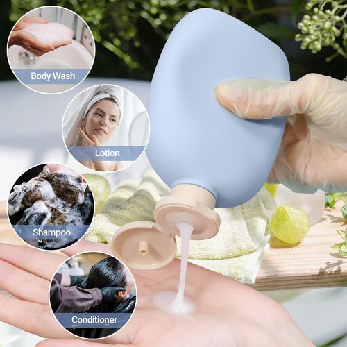 UMETASS 8.8 oz Plastic Travel Shampoo Bottles, Empty Plastic Squeeze Bottles with Flip Cap for Toiletries, Leakage-proof Travel Shampoo and Conditioner Bottles