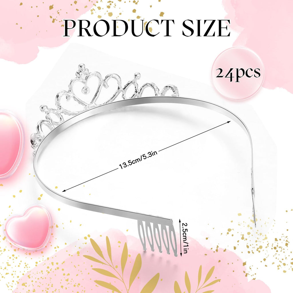 Yuefunny 24 Pcs Crystal Tiara Crowns for Women Bulk Rhinestone Princess Headband Crown with Combs Tiaras for Pageant Bridal Shower Wedding Birthday Prom Party Gifts(Modern,Silver)