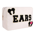 Dealkion Headband Holder Organizer Headband Storage Mouse Ear Holder Bag Hair Accessories Organizer Chenille Letter Makeup Bag Park Travel Essentials Gifts for Women