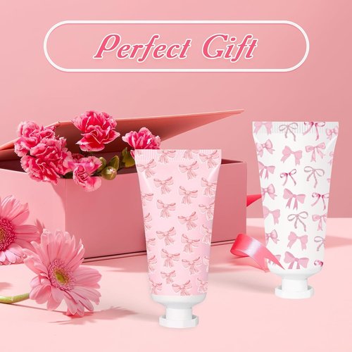 50 Pcs Pink Bow Hand Cream Gifts Bow Hand Cream Bulk Bachelorette Figure Hydrating and Soothing Hand Lotion for Bachelorette Wedding Birthday Baby Shower Valentine's Day Mother's Day Party