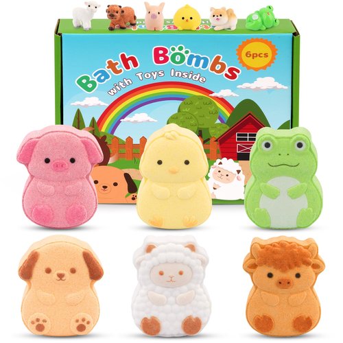 MUFEIRUO Farm Animals Bath Bombs,6Pcs Fruit Scented Bath Bombs for Kids Women,Her,Friend,Cute Animals Shapes Bath Bomb Gifts for Christmas,Birthday,Party
