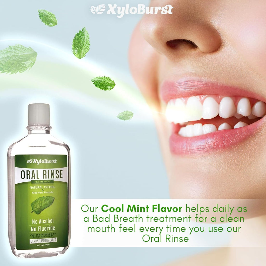 Xyloburst Oral Rinse Natural Mouthwash - Xylitol Mouthwash | Fluoride Free Mouth Wash | Alcohol Free Mouth Wash | Fresh Mint Mouth Rinse | SLS Free | 3-Pack