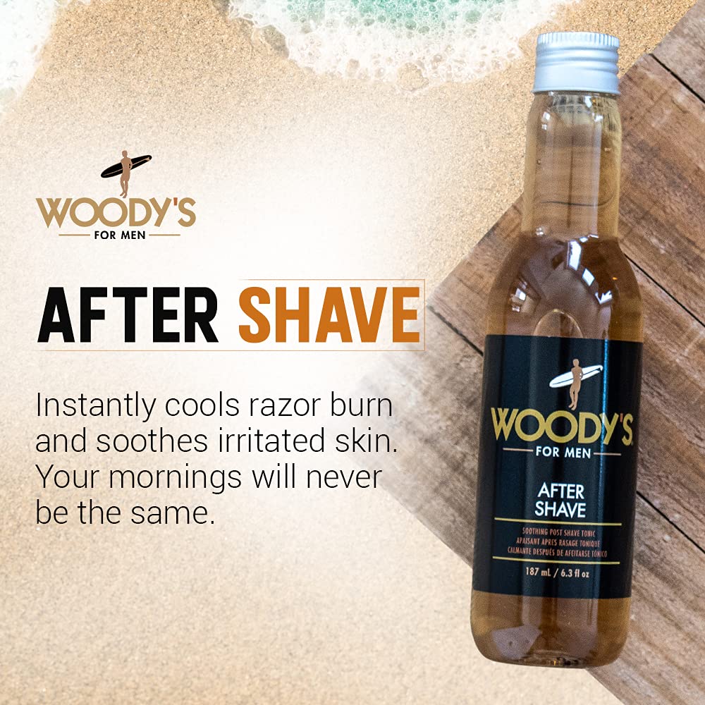 Woody's Aftershave Tonic for Men - Soothing Formula with Aloe Vera & Chamomile, 6.3 fl oz