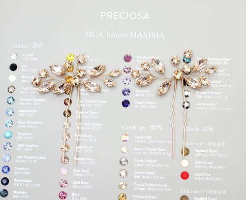 Faship Gorgeous Champagne Rhinestone Crystal Floral Hair Pins Accessories 2 Pcs