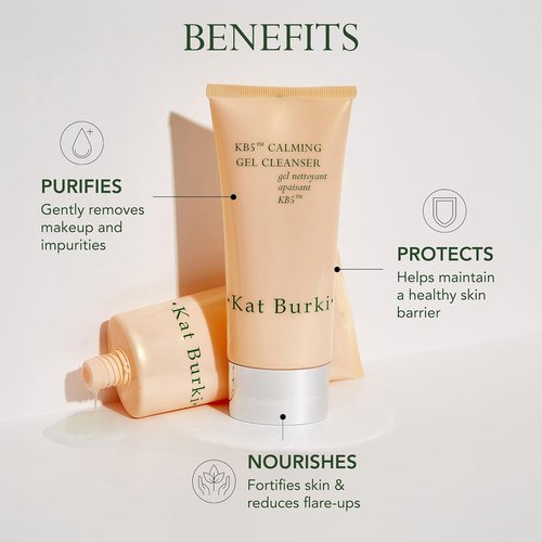 KAT BURKI KB5 Calming Gel Cleanser - Gentle Moisturizing Face Wash & Makeup Remover for Sensitive Skin | 4.4 Fl Oz