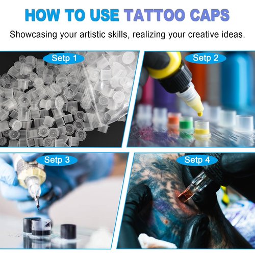 Tattoo Ink Caps - Emalla 1000Pcs Small Tattoo Ink Cups Disposable Ink Caps with Base #11MM Plastic Tattoo Caps Pigment Container Ink Cups for Tattoo Ink Tattoo Supplies