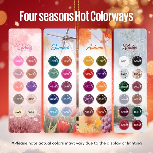 MEFA 46 Pcs Christmas Gel Nail Polish Kit, 42 Colors All Seasons Gel Polish Set Colorful Begginer Kit with Base Coat & Glitter/Glossy/Matte Top Coat Gel Nail Art Manicure DIY Salon Gifts for Girls