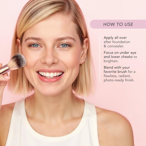 Doll 10 - Pink Power Pressed Setting Powder – Blurring Powder for Face – Brightening Powder – Compact Press Powder Makeup for Women – Vegan, Clean Beauty, Talc Free - Blurs Pores - 4 Month Supply