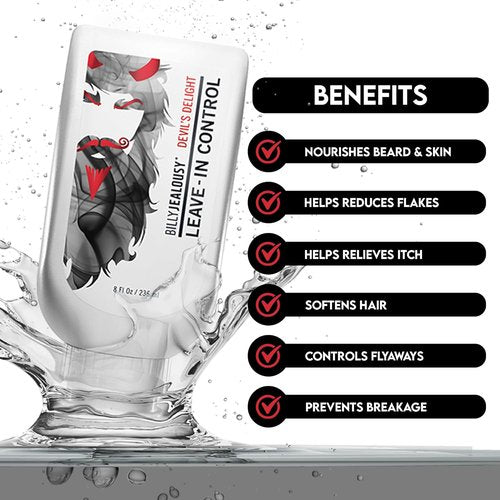 Billy Jealousy Beard Control Leave-In Conditioner - Softens Hair & Skin with Aloe & Jojoba Oil | Light Hold, Matte Finish