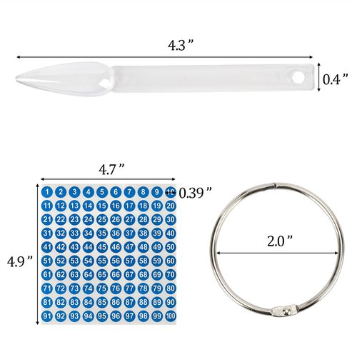 200 Pcs Clear Nail Swatch Sample Sticks with Ring and Number Stickers, Plastic Nail Swatches for Polish Color Display