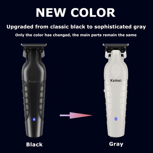 KEMEI 2299 Beard & Hair Trimmer for Men Professional, Zero Gapped Hair Clippers for Men Cordless Trimmers for Barbers, Gray