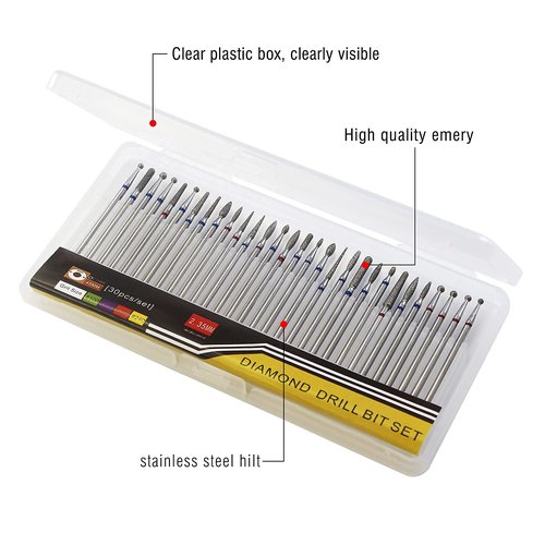 finibir Cuticle Bit for Nail Drill 30pcs,Professional Nail Drill apply to 332 Nail Drill,Cuticle Drill Bits can Exfoliate the Cuticle Easily, Quickly and Painlessly