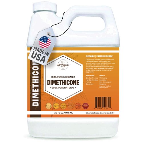 33rd Parallel | DIMETHICONE Oil (32 oz) 100% Pure, Cosmetic Grade | Widely Used in Moisturizers, Lotions, Primers, Foundations, Hair Products, Sunscreen, Wound Care | 32 Ounces