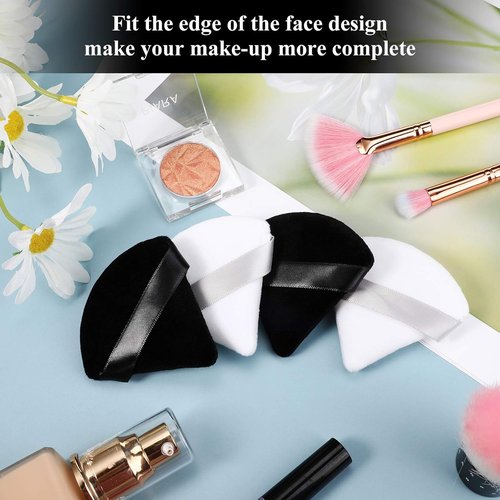 Maitys Triangle Powder Puff Set - 12 Soft, Washable Makeup Sponges for Loose Powder | Black & White