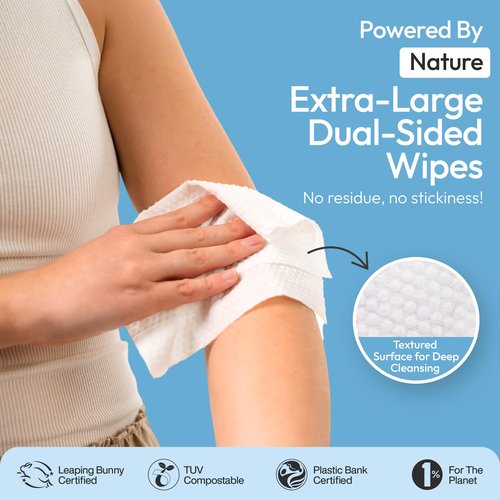FOMIN Travel Deodorant Wipes - 15 Count - Unscented - pH Balanced, Hypoallergenic Mini Deodorant Wipes For Women and Men - Plastic-Free, Individually Wrapped Underarm & Body Wipe