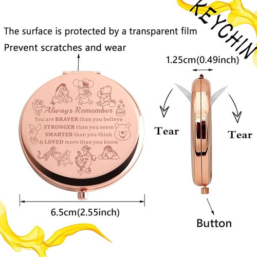 KEYCHIN Honey Bear Compact Makeup Mirror - Inspirational Design with Pig, Donkey, Tiger, Rabbit | Perfect Gift