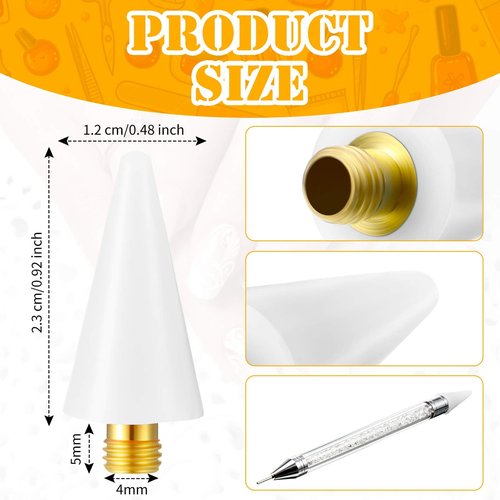 Blulu 12 Pieces Wax Tips for Nail Rhinestone Picker Tool Rhinestones Replacement Diamond Painting Head Tips Dotting Pen to Pick up Gem Jewelry, Replacement Wax Head Accessories(White)