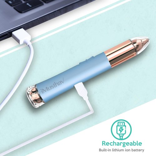 iMusthav 2 in 1 Flawless Eyebrow and Facial Hair Remover for Women Painless Electric Razor Epilator Trimmer Shaver with 18K Gold-Plated, USB Rechargeable, 360° LED for Eyebrow and Face Hair Removal
