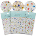 CESTSIREN Flower Nail Art Stickers 3D Embossed Nail Decals for Nail Art Design Self-Adhesive Spring Summer Nail Accessories for Women Nail Art Supplies 3 Sheets