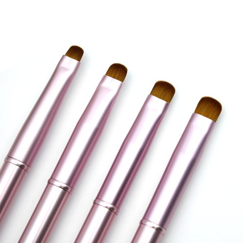 Aridito 4pcs Pink Metal French Nail Brush | Professional French Tip Brush | Nail Clean Up Brush (#10,#12,#14,#16)