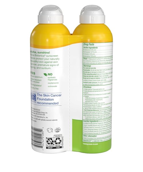Alba Botanica Sunscreen Spray SPF 50 - Sensitive Skin Formula | 10 Fl Oz (Pack of 2)