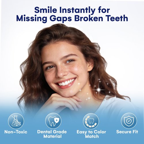 Cutebey Temporary Tooth Repair Kit: Missing Tooth Replacement Kit Replace Missing or Broken Tooth Filling The Gap - Moldable False Teeth Come with 3 Shades 10 Size