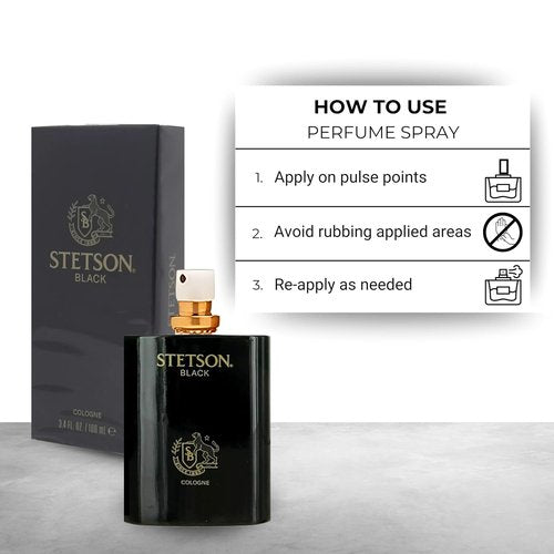 Stetson Black Cologne for Men - Invigorating Fragrance Spray | 3.4 Ounces